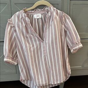 Xirena Striped Blouse - Red and White